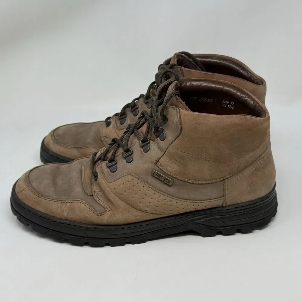 Mephisto Slacker Goretex Boots Mens 11.5 Brown Leather Hiking Ankle Waterproof